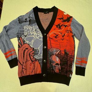 Astrology dark academia wolf Roman birds cardigan sweater size XL oversized plus